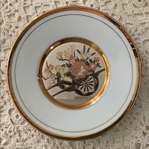Japanese Chokin 6” Plate; Flower Cart